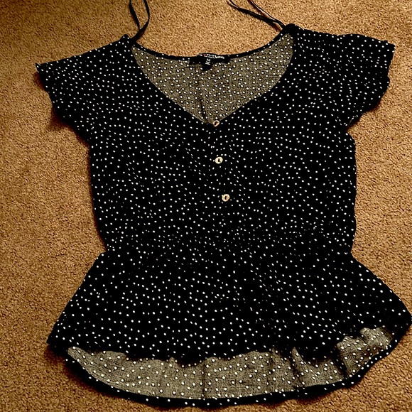 Black blouse with white polka dots - Picture 1 of 1